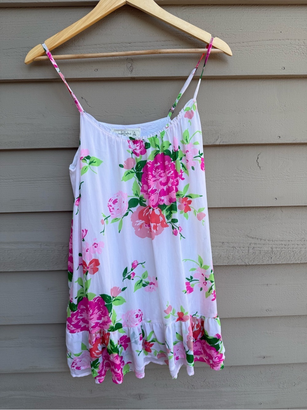 ABERCROMBIE & FITCH Pink Floral Cami sz M Babydoll Y2K Boho Cottagecore Festival - Picture 2 of 11